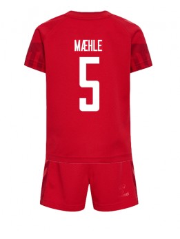 Danmark Joakim Maehle #5 Replika Hemmakläder Barn VM 2022 Kortärmad (+ byxor)